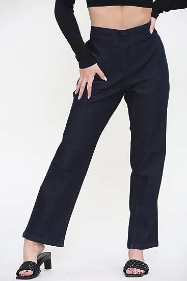 Women High Waist Straight Leg Jeans - SR229