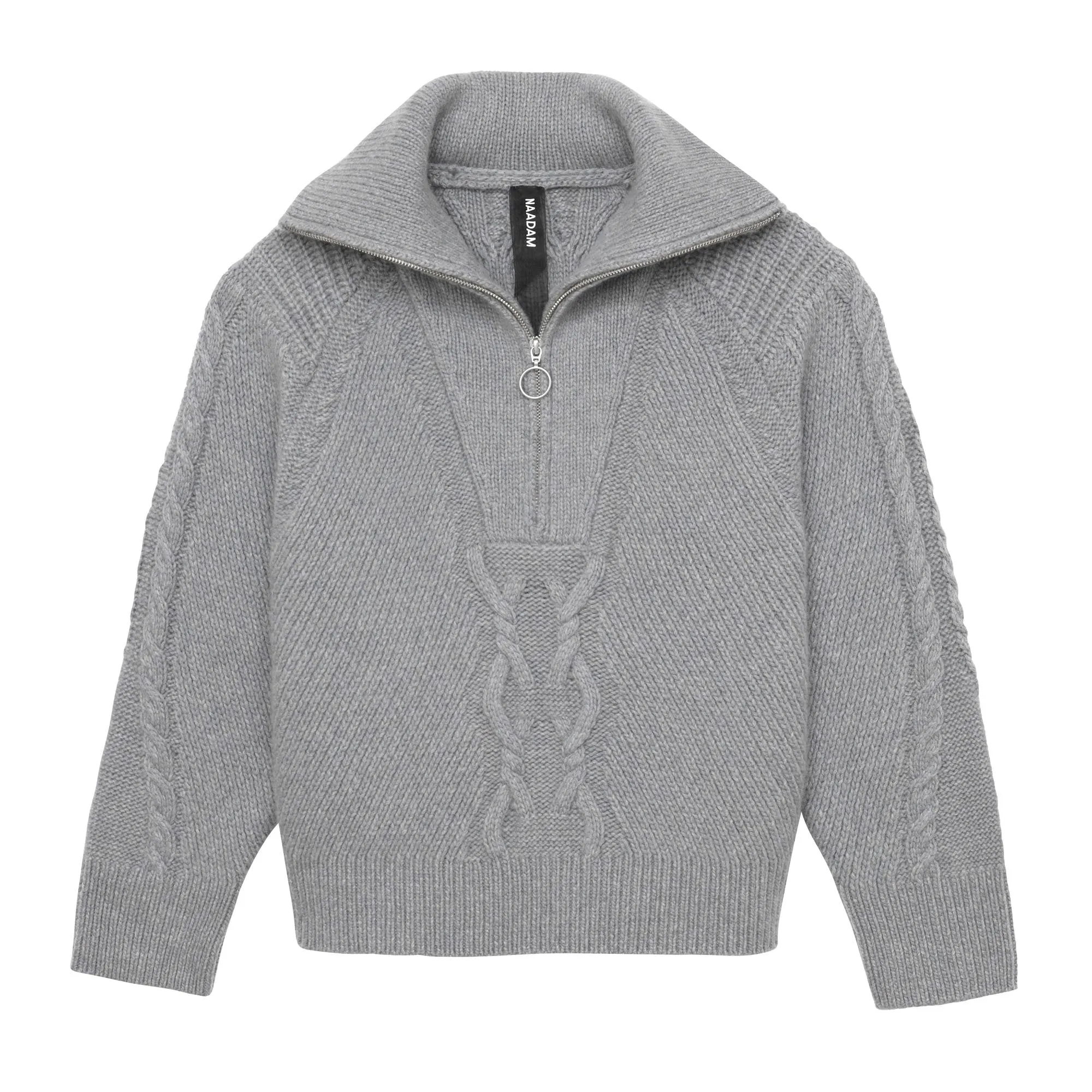 Wool Cashmere Cable Knit Quarter Zip Sweater