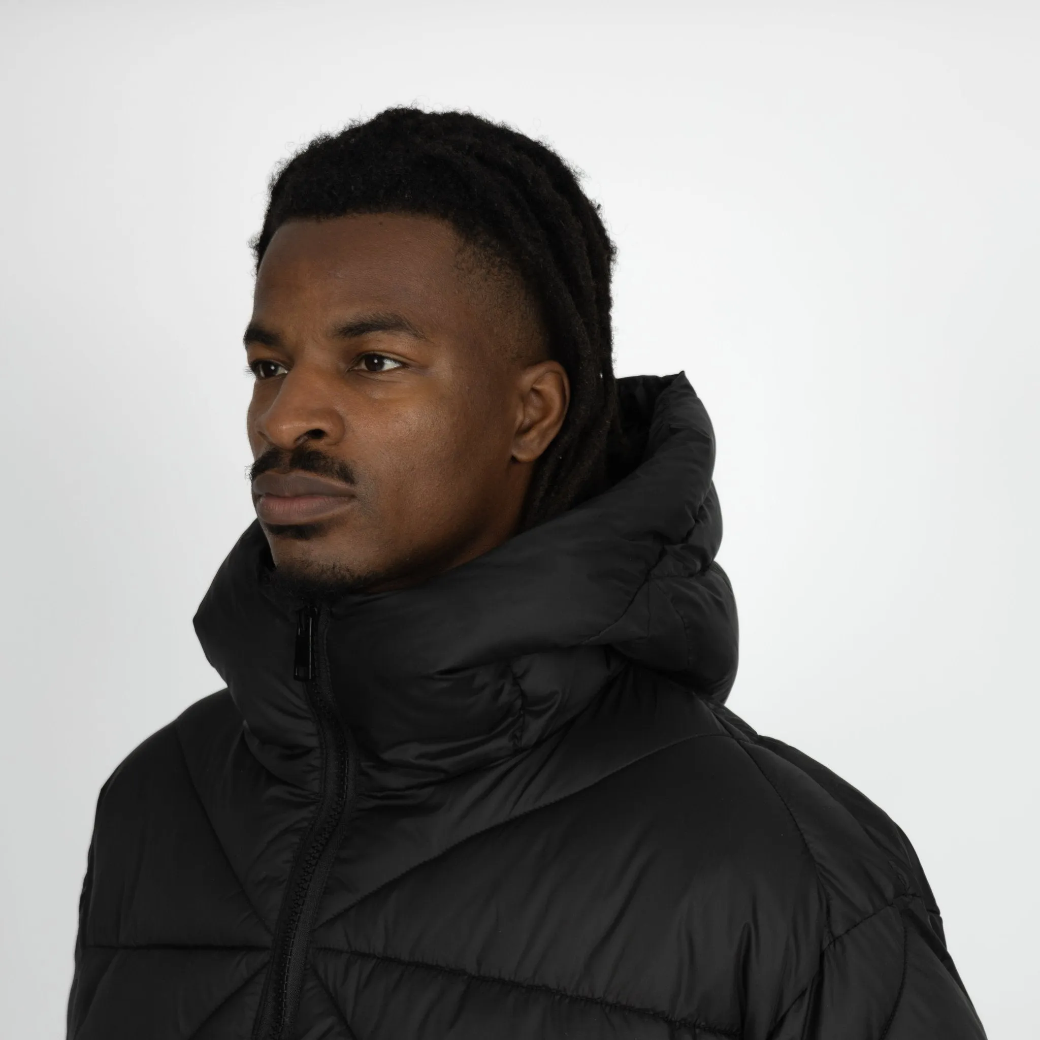 Zip Hooded Puffer Jacket - Black