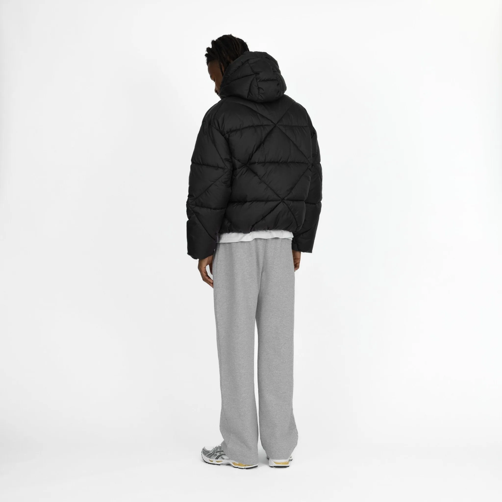 Zip Hooded Puffer Jacket - Black