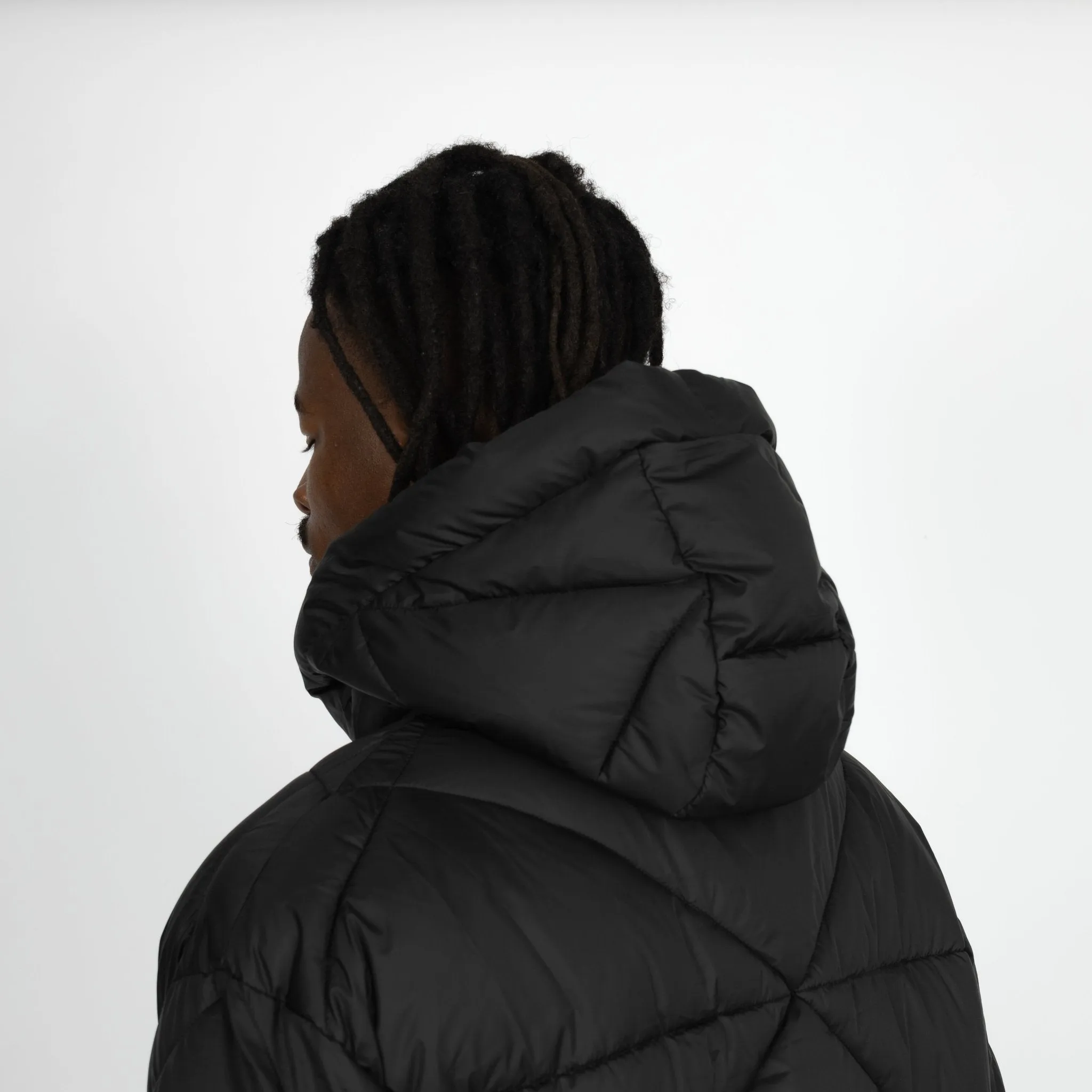 Zip Hooded Puffer Jacket - Black