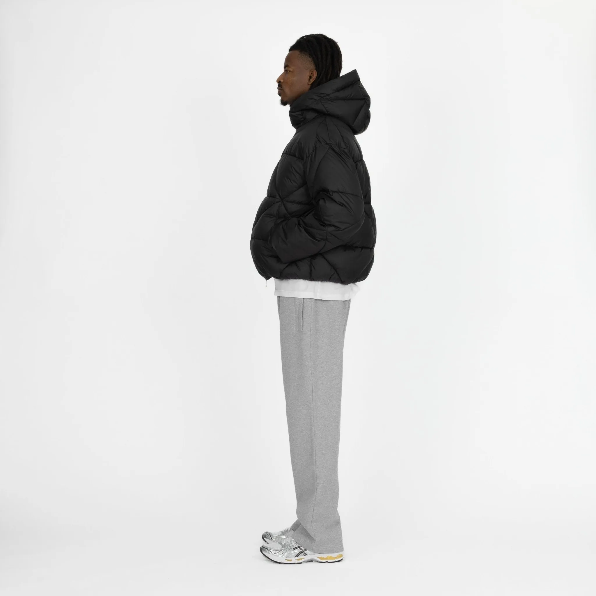 Zip Hooded Puffer Jacket - Black