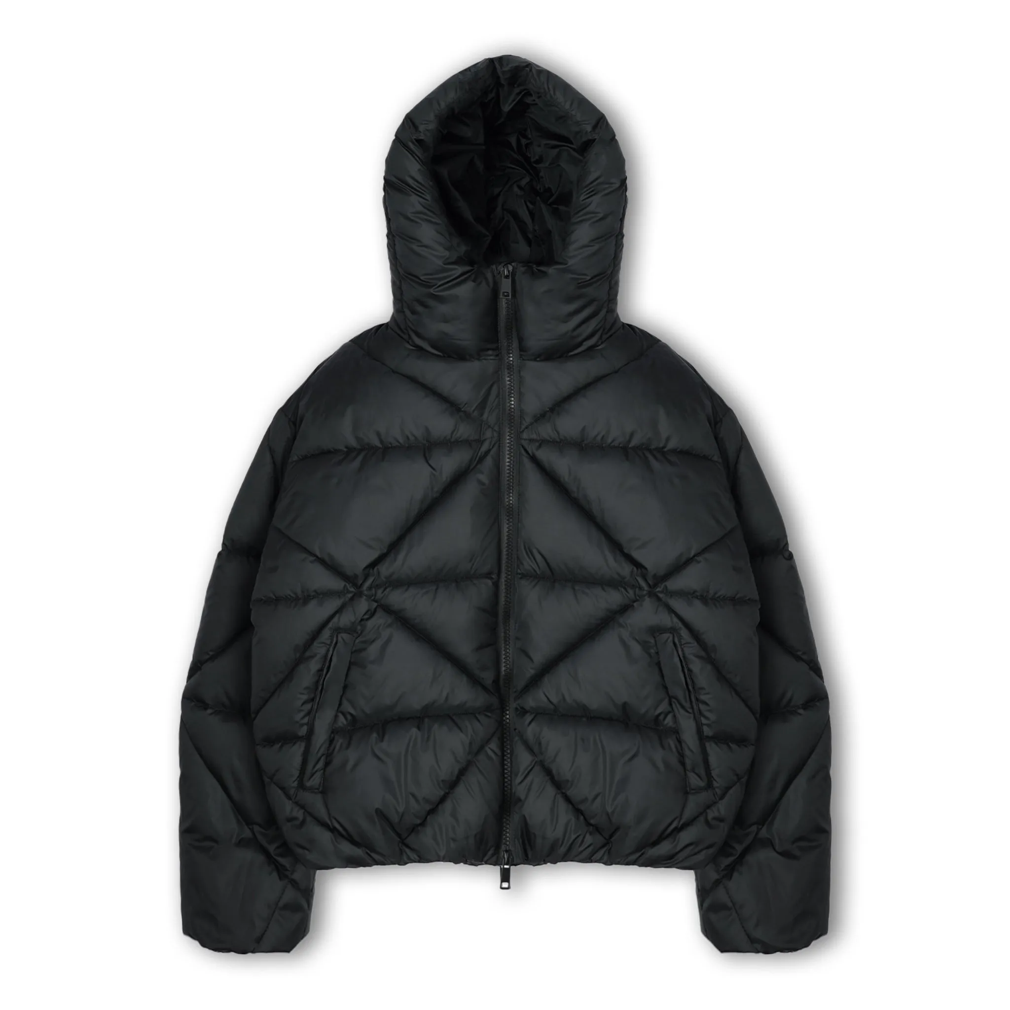 Zip Hooded Puffer Jacket - Black