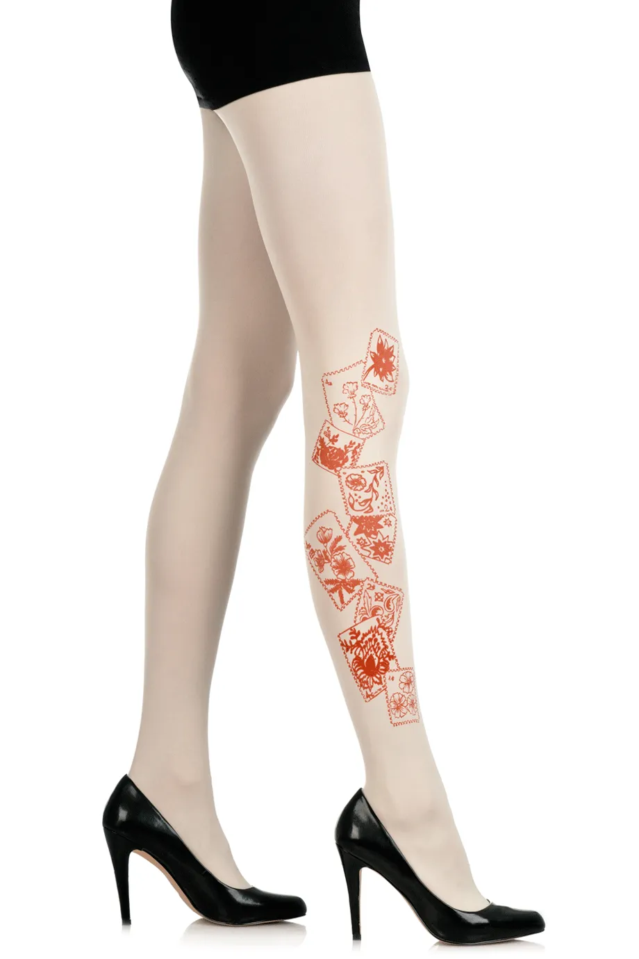 ZOHARA CARDS Beige Red Tights